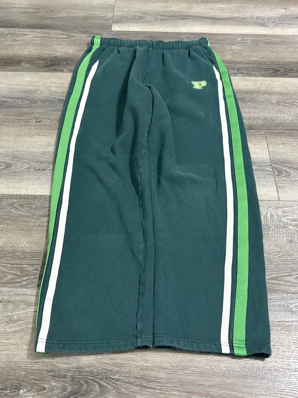 Pink Victoria Secret Green Striped Baggy Wide Leg Sweatpants Y2K - Women’s Large